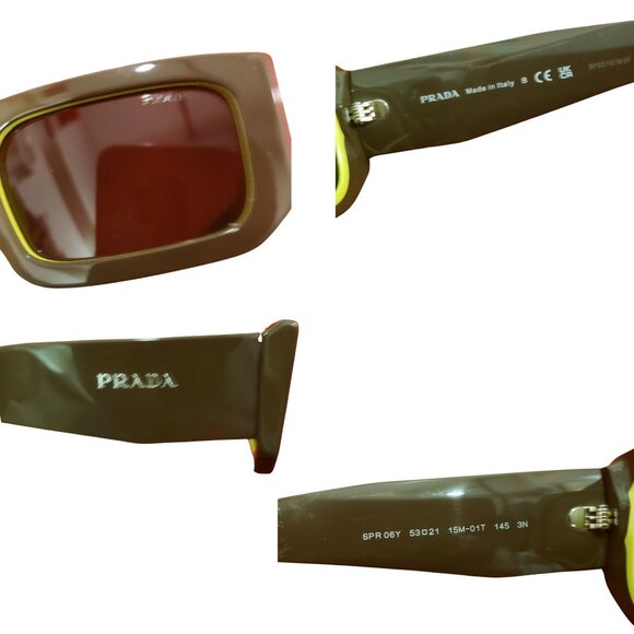 PRADA Symbole Sunglasses - Unisex - Loden Cedar / Dark Brown - Full Inclusion - Picture 8 of 12